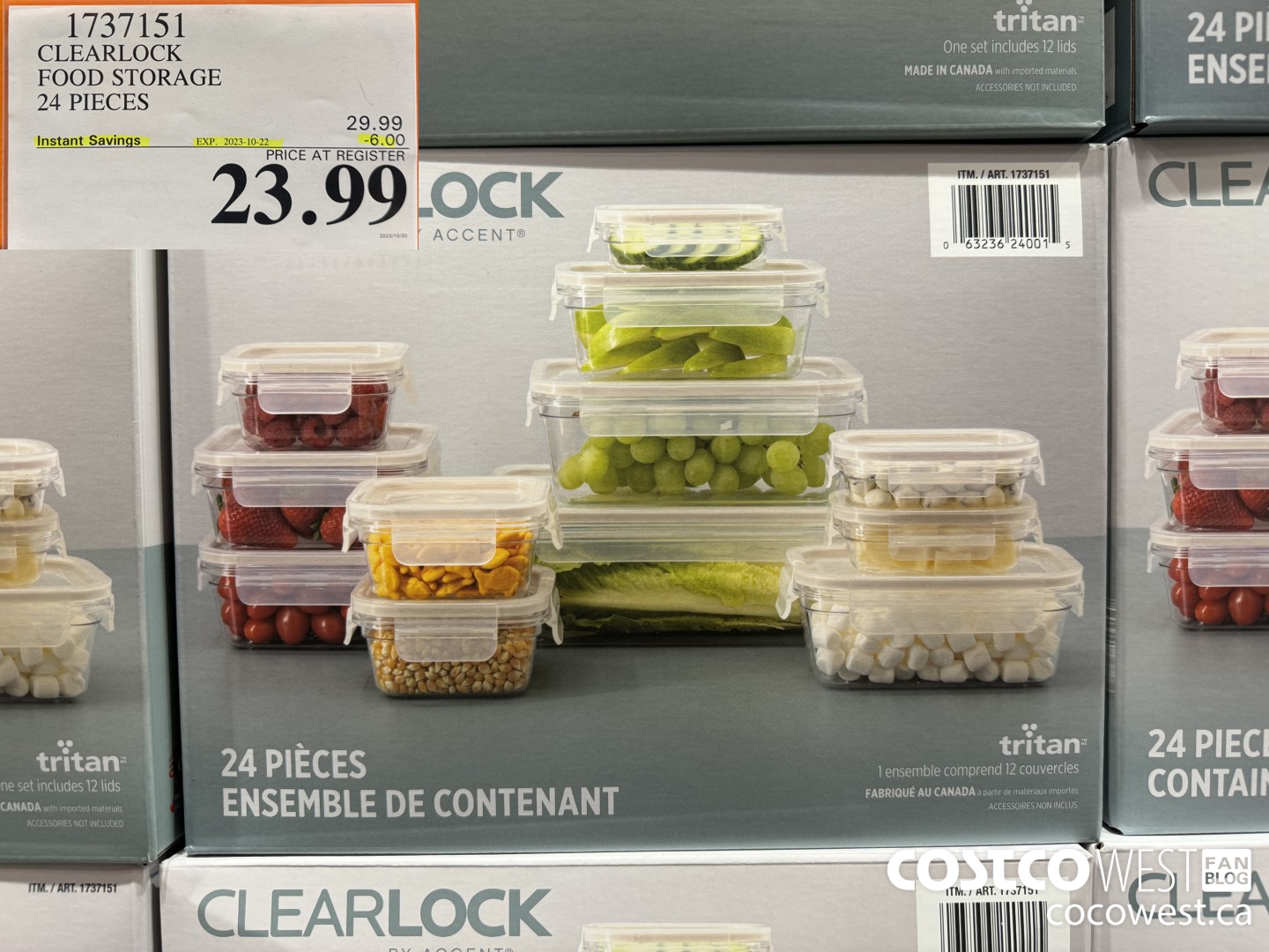 1737151 CLEARLOCK FOOD STORAGE 24 PIECES ($6.00 INSTANT SAVINGS EXPIRES ON 2023-10-22) $23.99