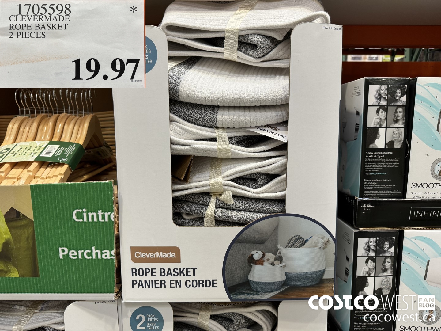 1705598 CLEVERMADE ROPE BASKET 2 PIECES $19.97