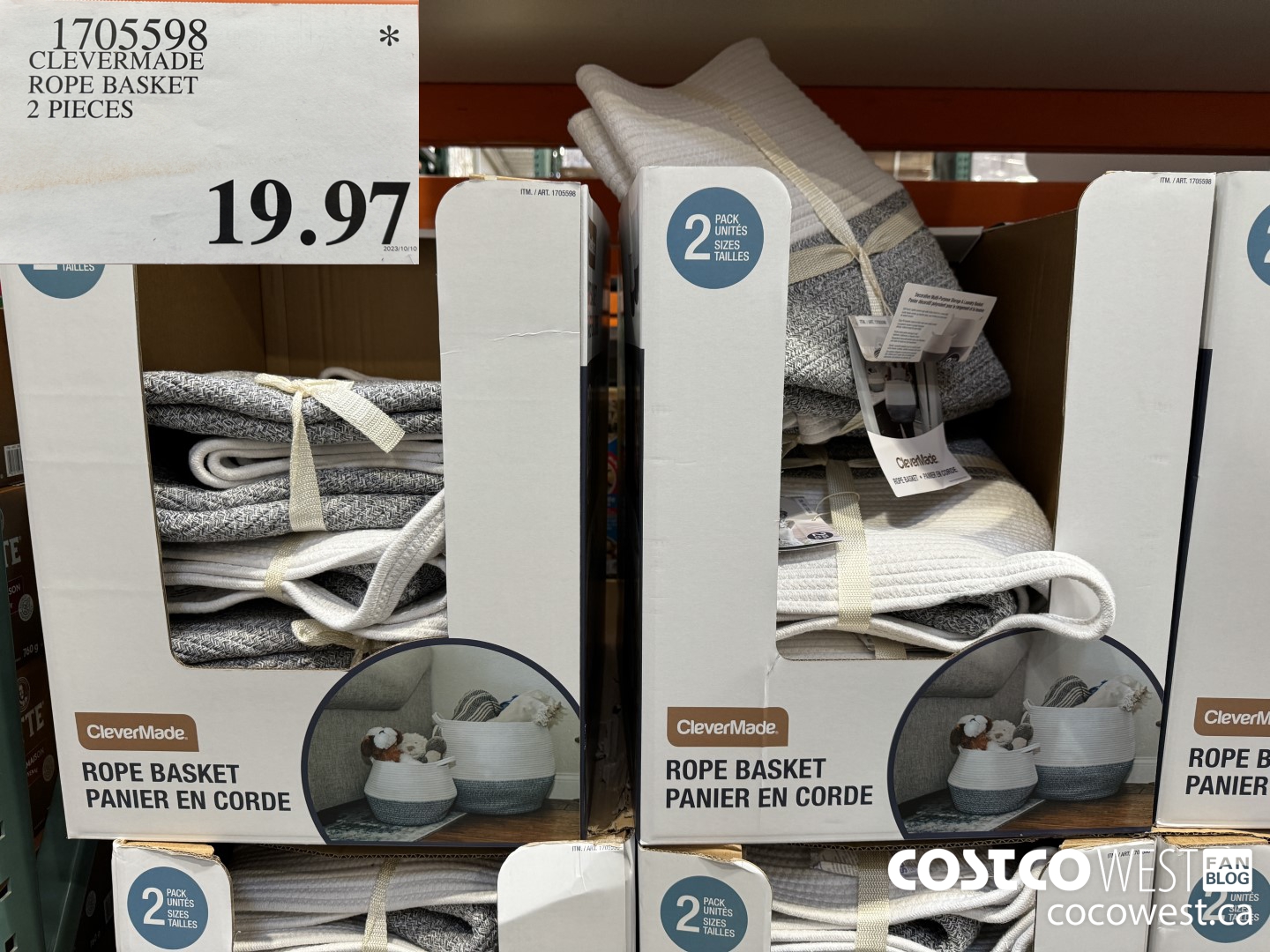 1705598 CLEVERMADE ROPE BASKET 2 PIECES $19.97