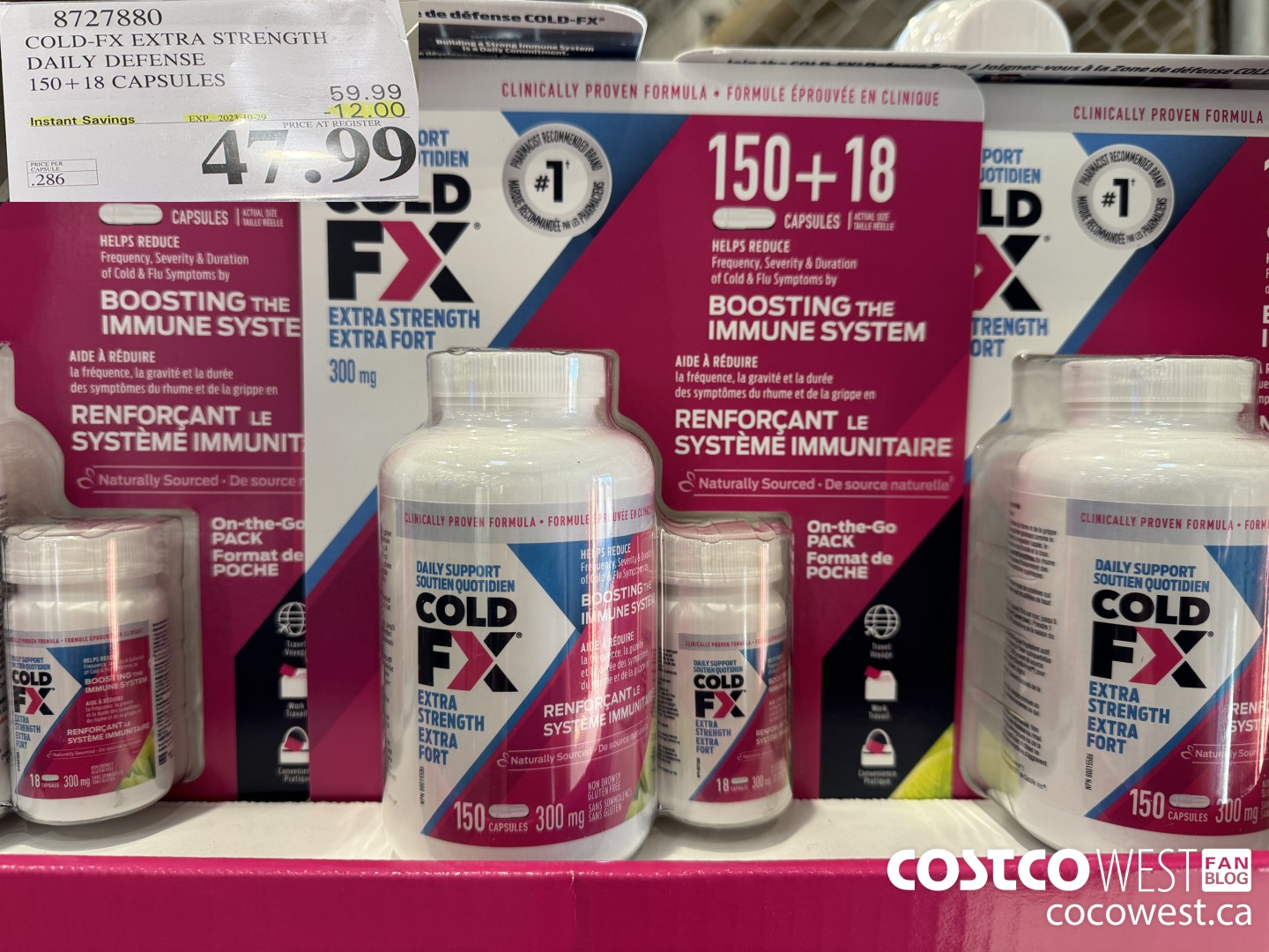 8727880 COLD-FX EXTRA STRENGTH DAILY DEFENSE 150 + 18 CAPSULES ($12.00 INSTANT SAVINGS EXPIRES ON 2023-10-29) $47.99