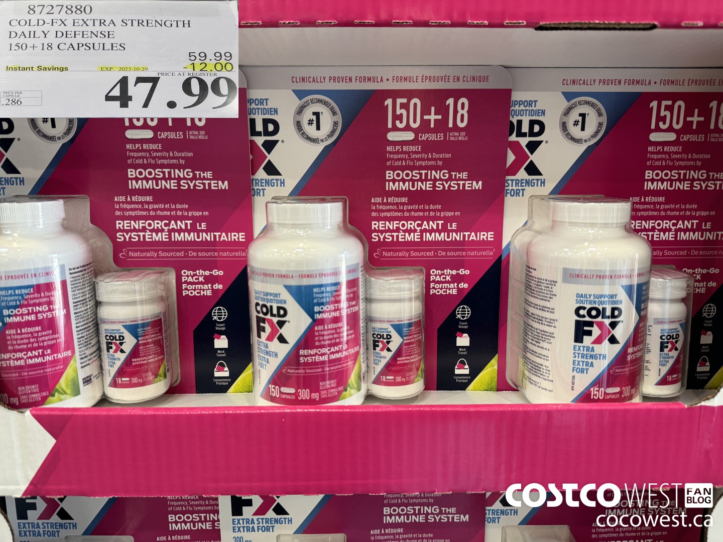 8727880 COLD-FX EXTRA STRENGTH DAILY DEFENSE 150 + 18 CAPSULES ($12.00 INSTANT SAVINGS EXPIRES ON 2023-10-29) $47.99