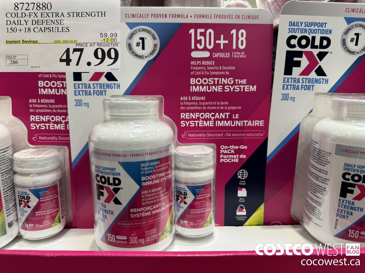 8727880 COLD-FX EXTRA STRENGTH DAILY DEFENSE 150 + 18 CAPSULES ($12.00 INSTANT SAVINGS EXPIRES ON 2023-10-29) $47.99