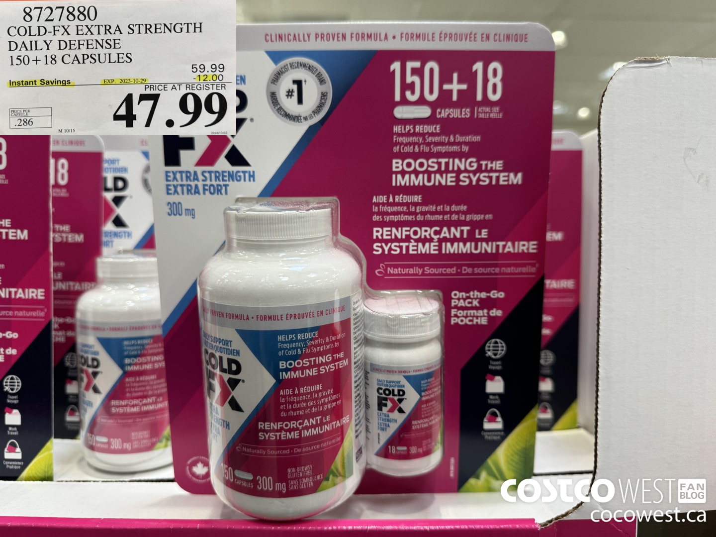 8727880 COLD-FX EXTRA STRENGTH DAILY DEFENSE 150 + 18 CAPSULES ($12.00 INSTANT SAVINGS EXPIRES ON 2023-10-29) $47.99