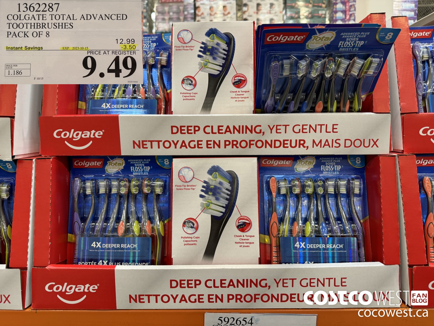 1362287 COLGATE TOTAL ADVANCED TOOTHBRUSHES PACK OF 8 ($3.50 INSTANT SAVINGS EXPIRES ON 2023-10-15) $9.49