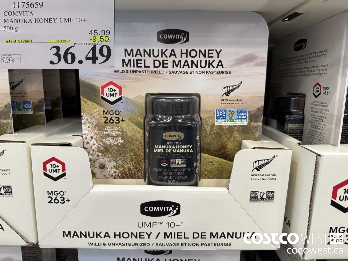 1175659 COMVITA MANUKA HONEY UMF 10 500 G ($9.50 INSTANT SAVINGS EXPIRES ON 2023-10-22) $36.49
