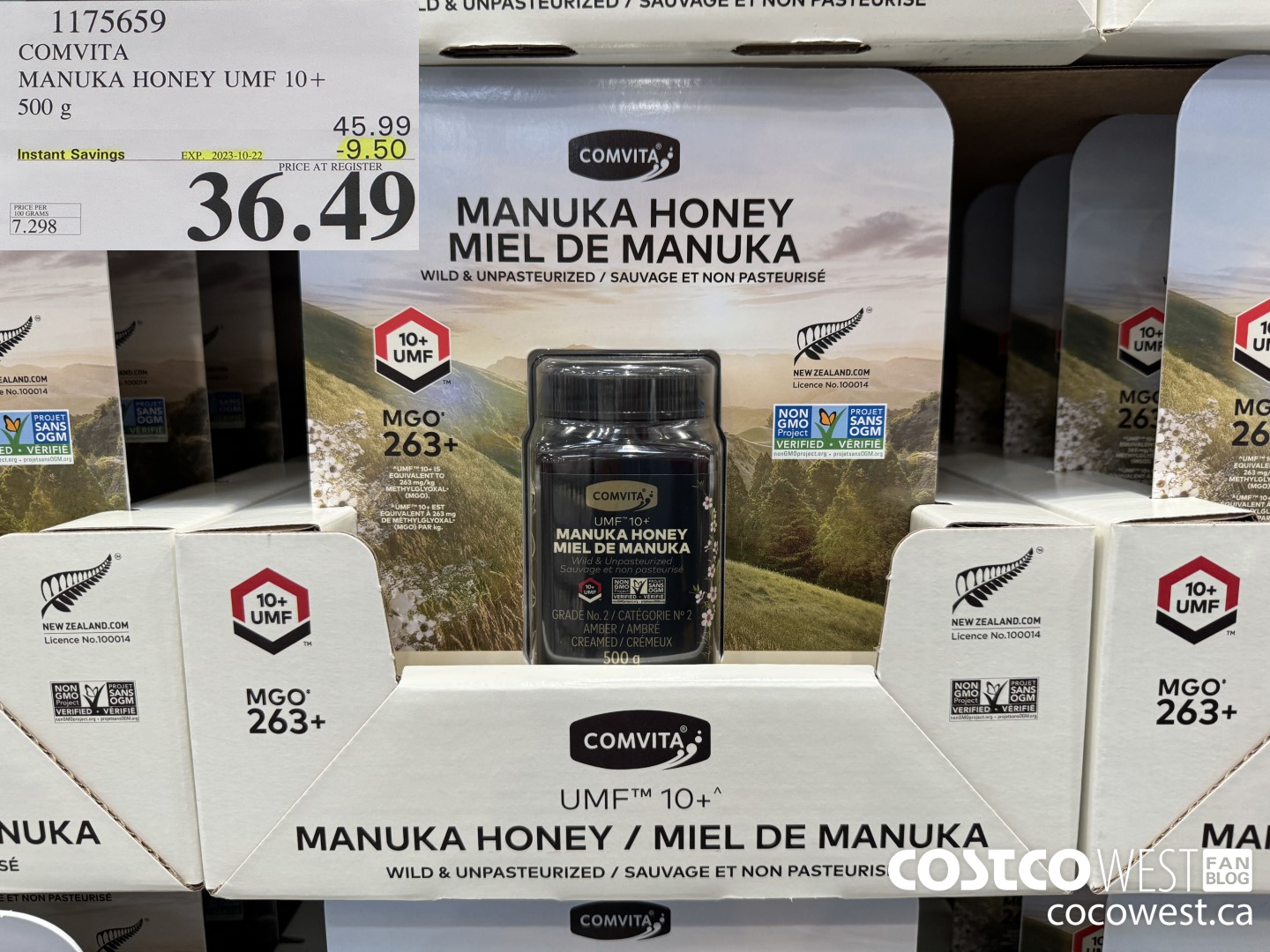 1175659 COMVITA MANUKA HONEY UMF 10+ 500 G ($9.50 INSTANT SAVINGS EXPIRES ON 2023-10-22) $36.49