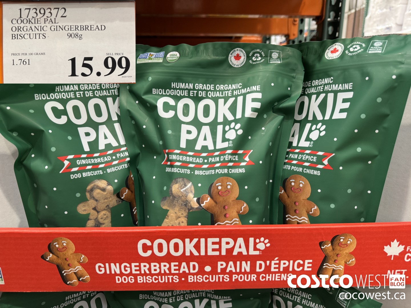 1739372 COOKIE PAL ORGANIC GINGERBREAD BISCUITS 908G $15.99