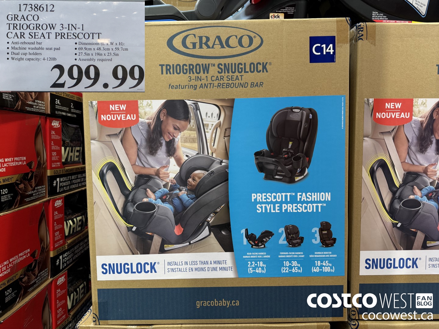 1738612 CRACO TRIOGROW 3-IN-1 CAR SEAT PRESCOTT $299.99