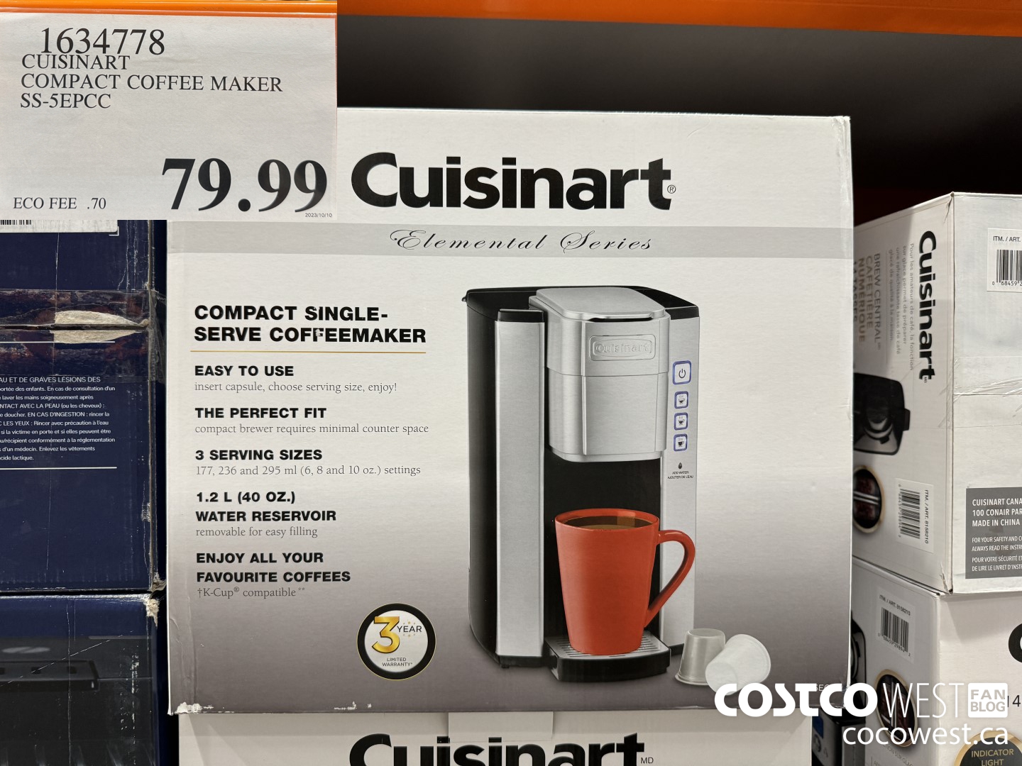 1634778 CUISINART COMPACT COFFEE MAKER SS-5EPCC $79.99