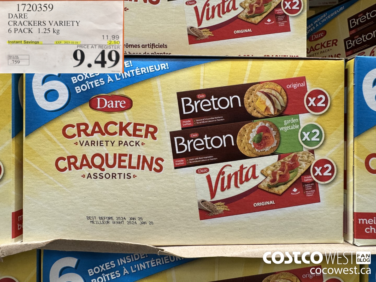 1720359 DARE CRACKERS VARIETY 6 PACK 1.25 KG ($2.50 INSTANT SAVINGS EXPIRES ON 2023-10-19) $9.49