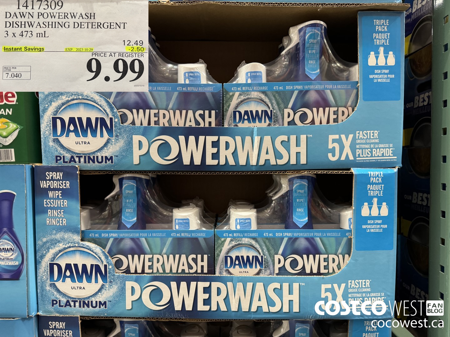1417309 DAWN POWERWASH DISHWASHING DETERGENT 3 x 473 mL ($2.50 INSTANT SAVINGS EXPIRES ON 2023-10-29) $9.99