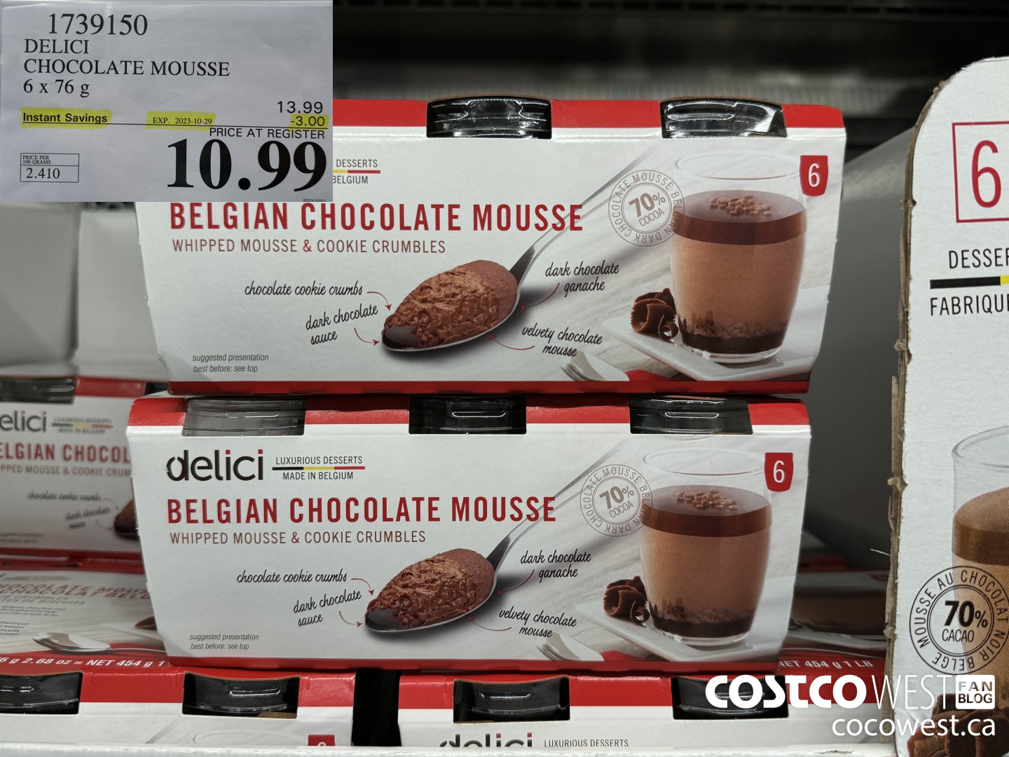 1739150 DELICI CHOCOLATE MOUSSE 6 X 76 G ($3.00 INSTANT SAVINGS EXPIRES ON 2023-10-29) $10.99