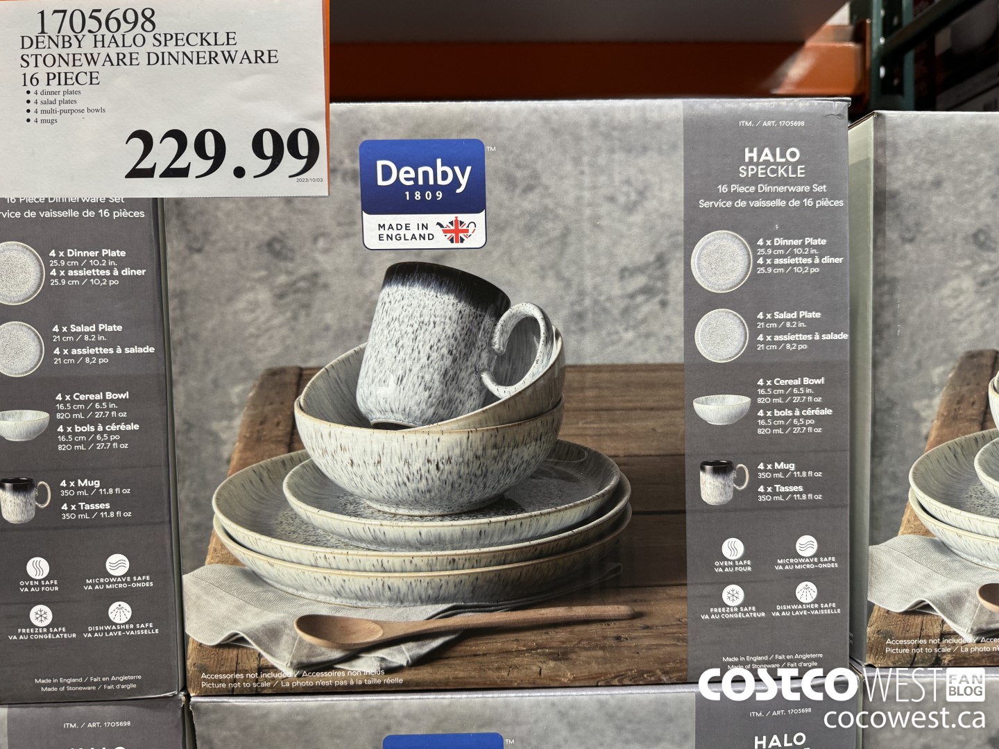 1705698 DENBY HALO SPECKLE STONEWARE DINNERWARE 16 PIECE $229.99