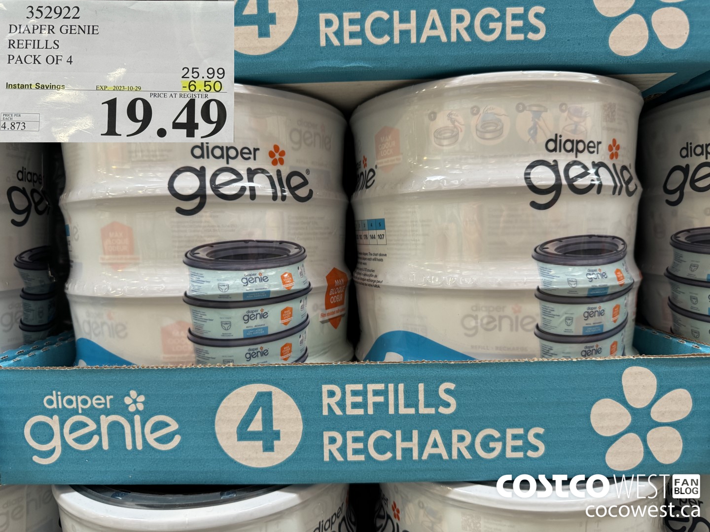 352922 DIAPER GENIE ELITE REFILLS PACK OF 4 ($6.50 INSTANT SAVINGS EXPIRES ON 2023-10-29) $19.49