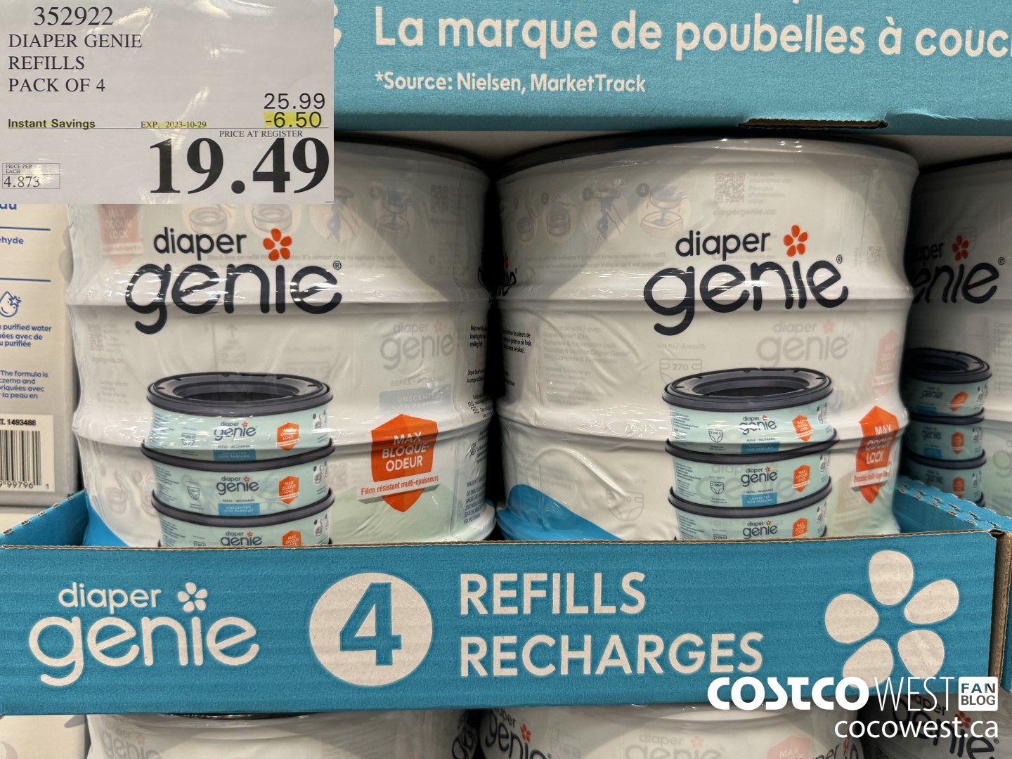 352922 DIAPER GENIE ELITE REFILLS PACK OF 4 ($6.50 INSTANT SAVINGS EXPIRES ON 2023-10-29) $19.49