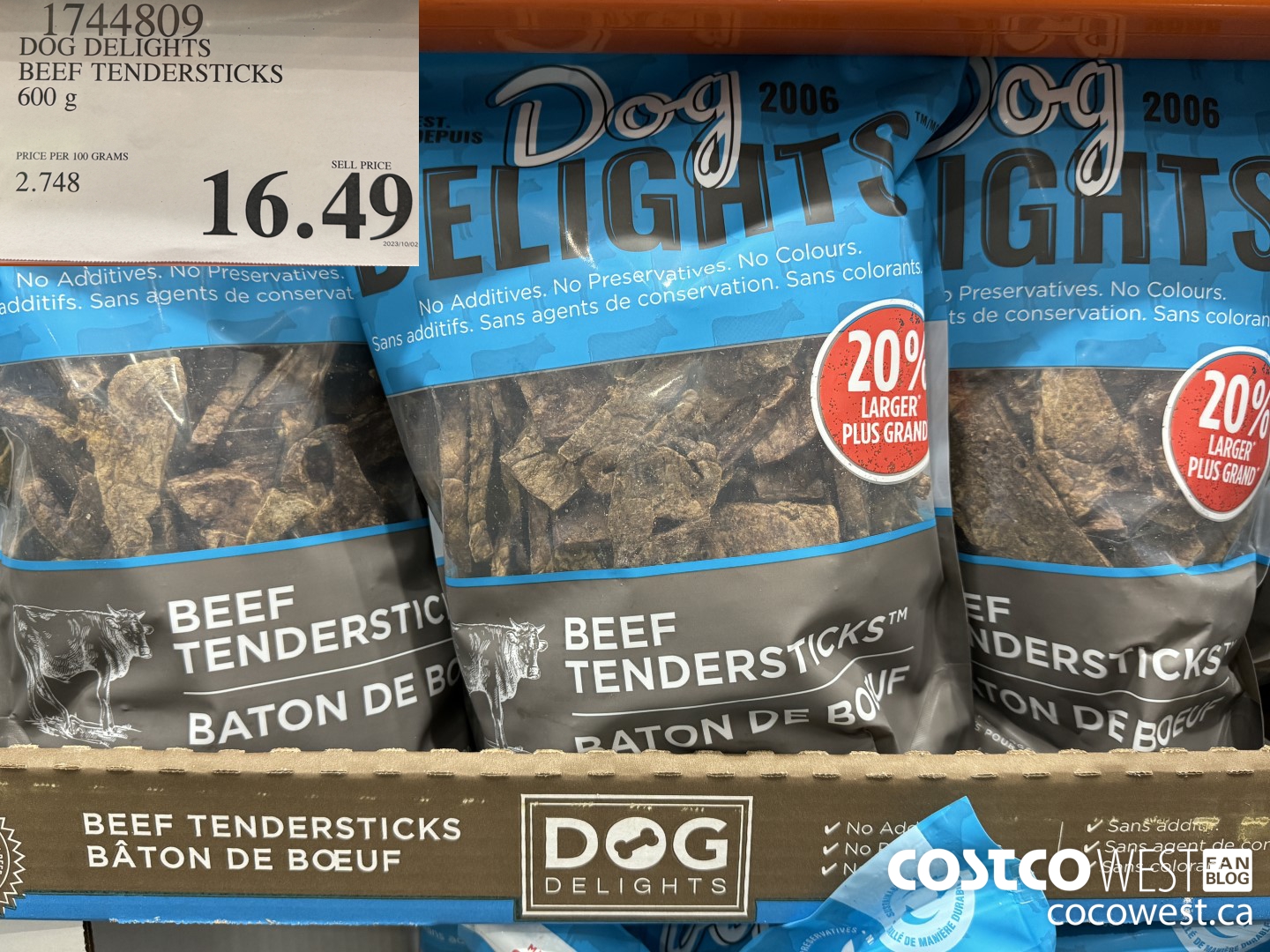 1744809 DOG DELIGHTS BEEF TENDERSTICKS 600G $16.49