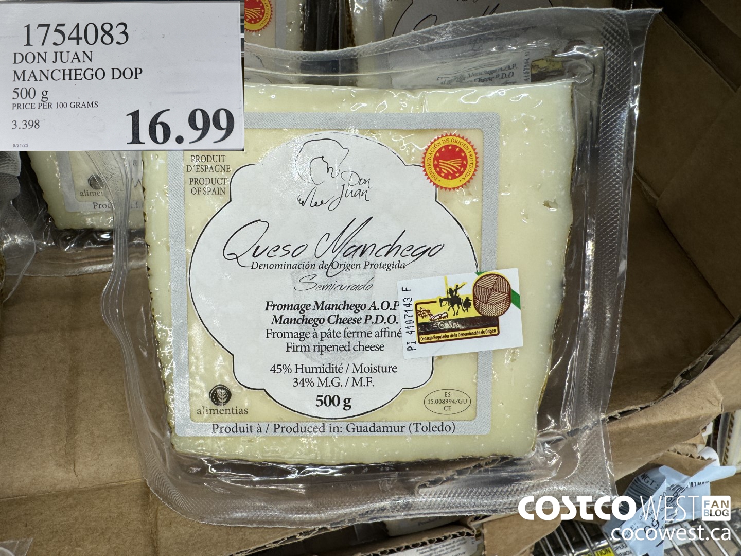1754083 DON JUAN MANCHEGO DOP 500G $16.99
