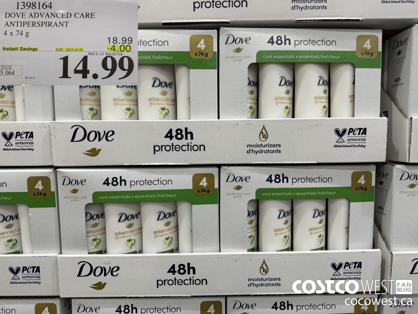 1398164 DOVE ADVANCED CARE ANTIPERSPIRANT 4x74 g ($4.00 INSTANT SAVINGS EXPIRES ON 2023-10-29) $14.99