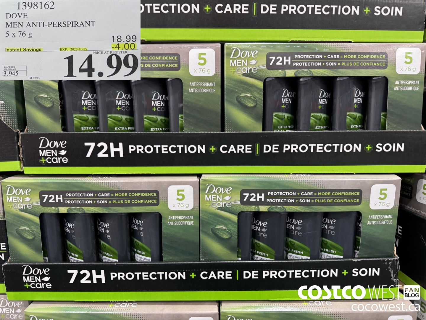 1398162 DOVE MEN ANTI-PERSPIRANT 5 X 76G ($4.00 INSTANT SAVINGS EXPIRES ON 2023-10-29) $14.99