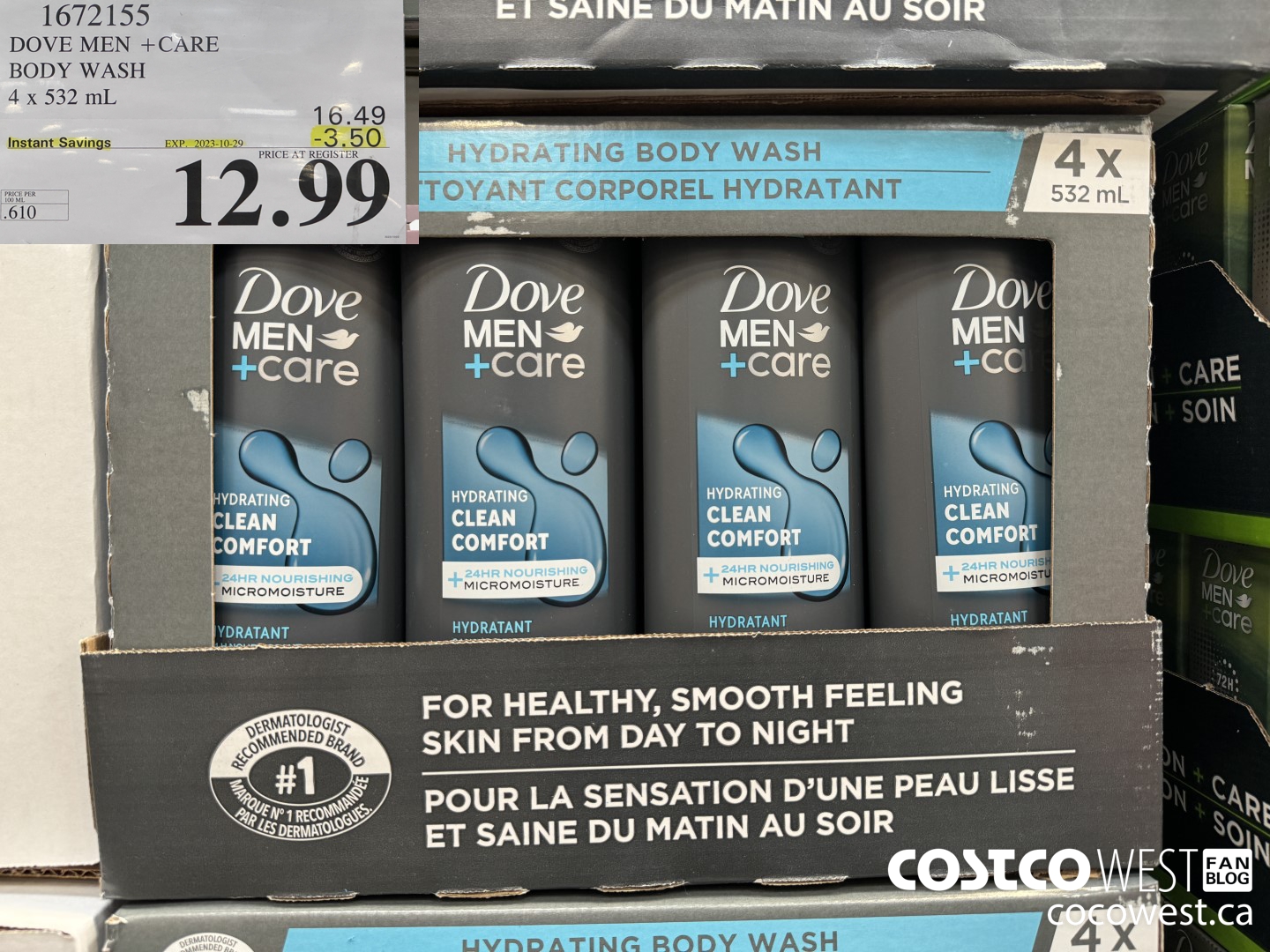 1672155 DOVE MEN +CARE BODY WASH 4 X 532 ML ($3.50 INSTANT SAVINGS EXPIRES ON 2023-10-29) $12.99