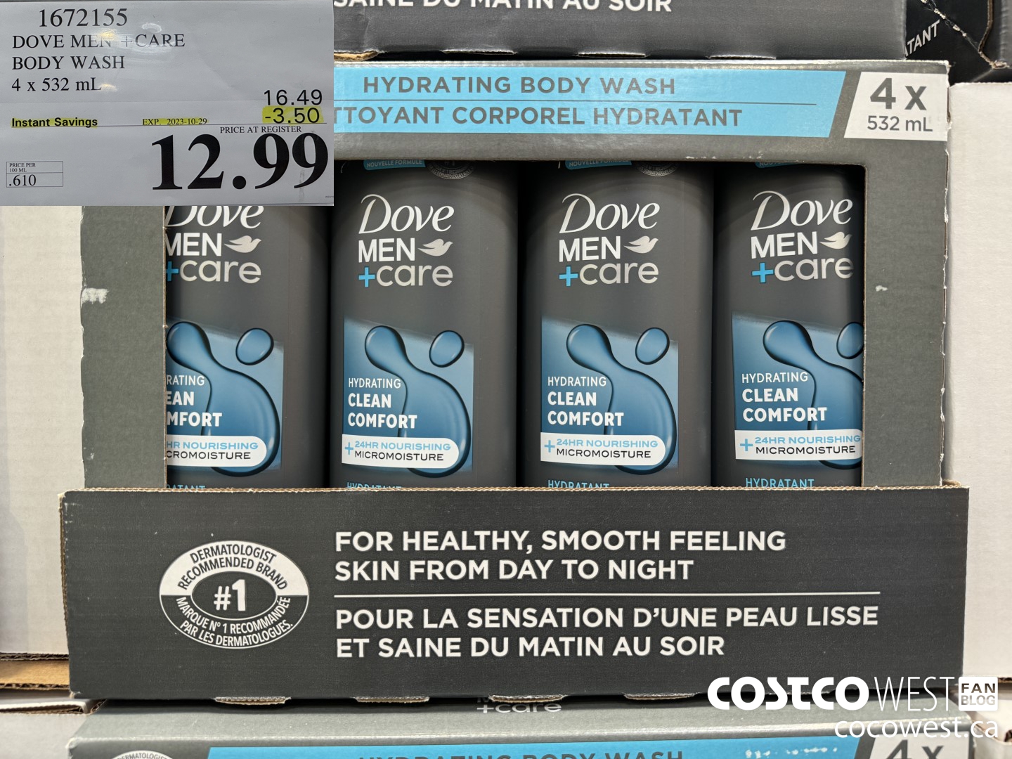 1672155 DOVE MEN +CARE BODY WASH 4 X 532 ML ($3.50 INSTANT SAVINGS EXPIRES ON 2023-10-29) $12.99