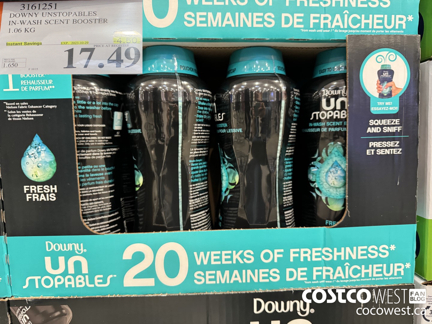 3161251 DOWNY UNSTOPABLES IN-WASH SCENT BOOSTER 1.06 KG ($4.50 INSTANT SAVINGS EXPIRES ON 2023-10-29) $17.49