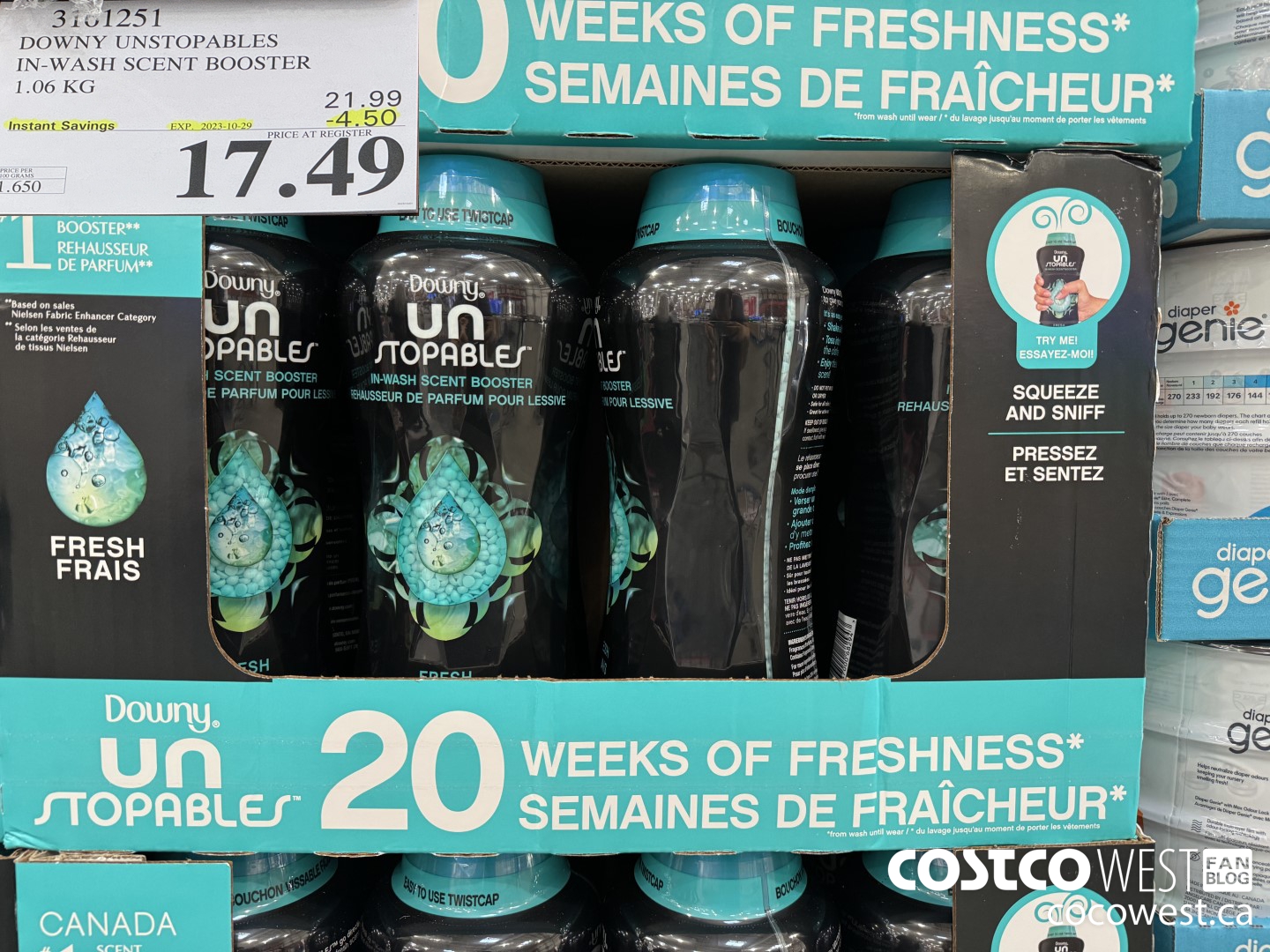 3161251 DOWNY UNSTOPABLES IN-WASH SCENT BOOSTER 1.06 KG ($4.50 INSTANT SAVINGS EXPIRES ON 2023-10-29) $17.49