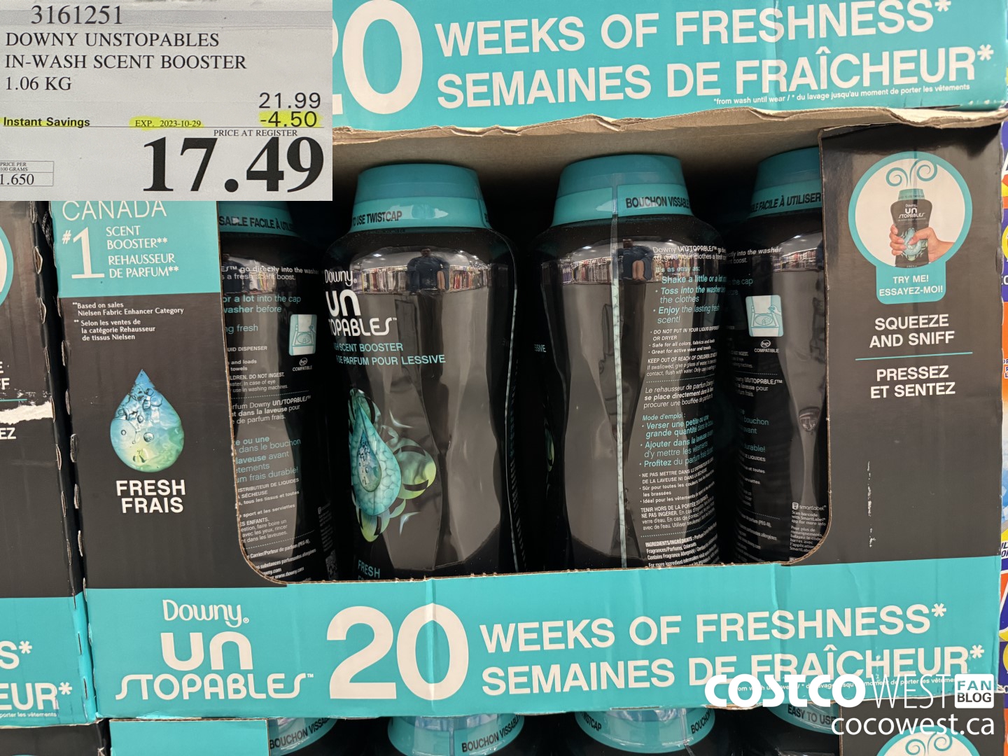 3161251 DOWNY UNSTOPABLES IN-WASH SCENT BOOSTER 1.06 KG ($4.50 INSTANT SAVINGS EXPIRES ON 2023-10-29) $17.49