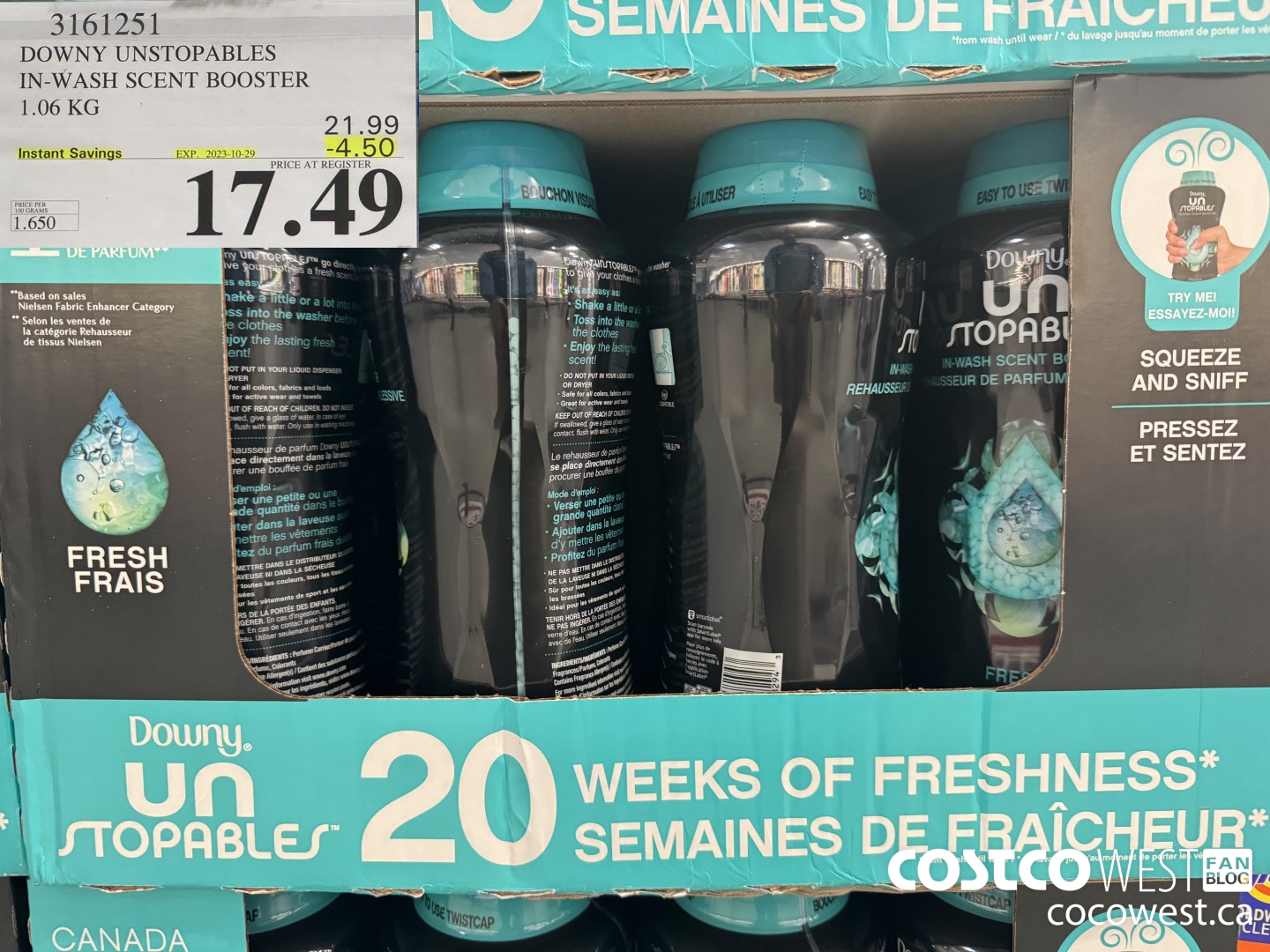 3161251 DOWNY UNSTOPABLES IN-WASH SCENT BOOSTER 1.06 KG ($4.50 INSTANT SAVINGS EXPIRES ON 2023-10-29) $17.49