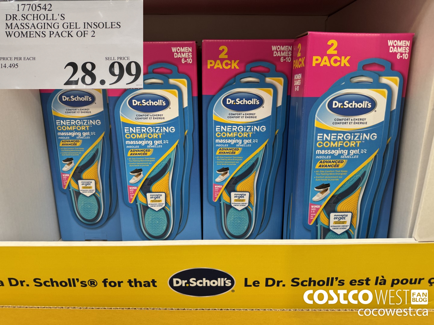 1770542 DR. SCHOLL'S MASSAGING GEL INSOLES WOMENS PACK OF 2 $28.99