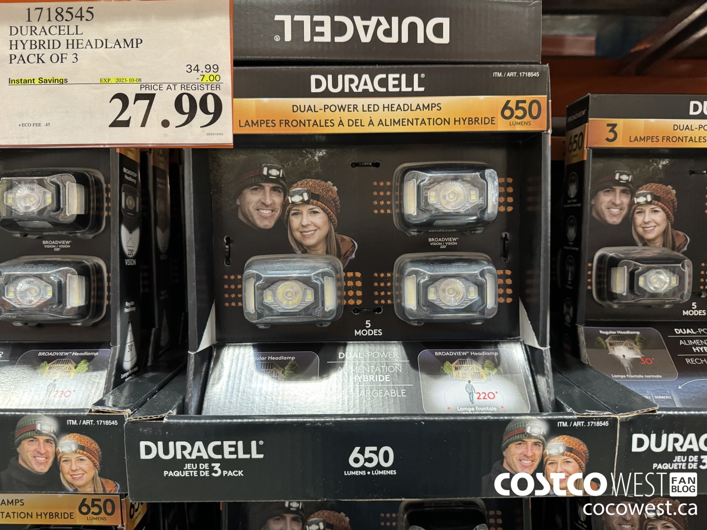 1718545 DURACELL HYBRID HEADLAMP PACK OF 3 ($7.00 INSTANT SAVINGS EXPIRES ON 2023-10-08) $27.99
