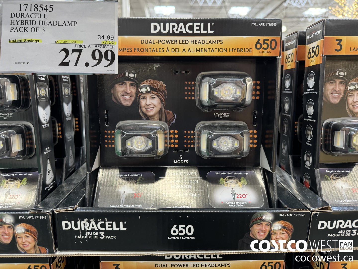 1718545 DURACELL HYBRID HEADLAMP PACK OF 3 ($7.00 INSTANT SAVINGS EXPIRES ON 2023-10-08) $27.99