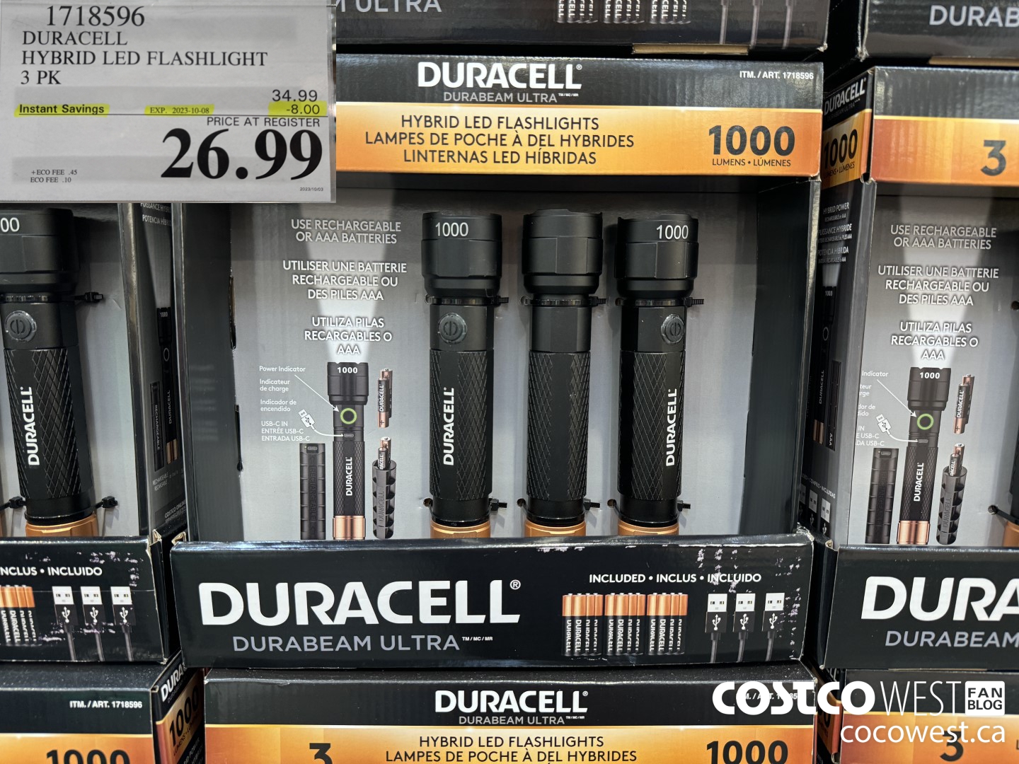 1718596 DURACELL HYBRID LED FLASHLIGHT 3 PK ($8.00 INSTANT SAVINGS EXPIRES ON 2023-10-08) $26.99
