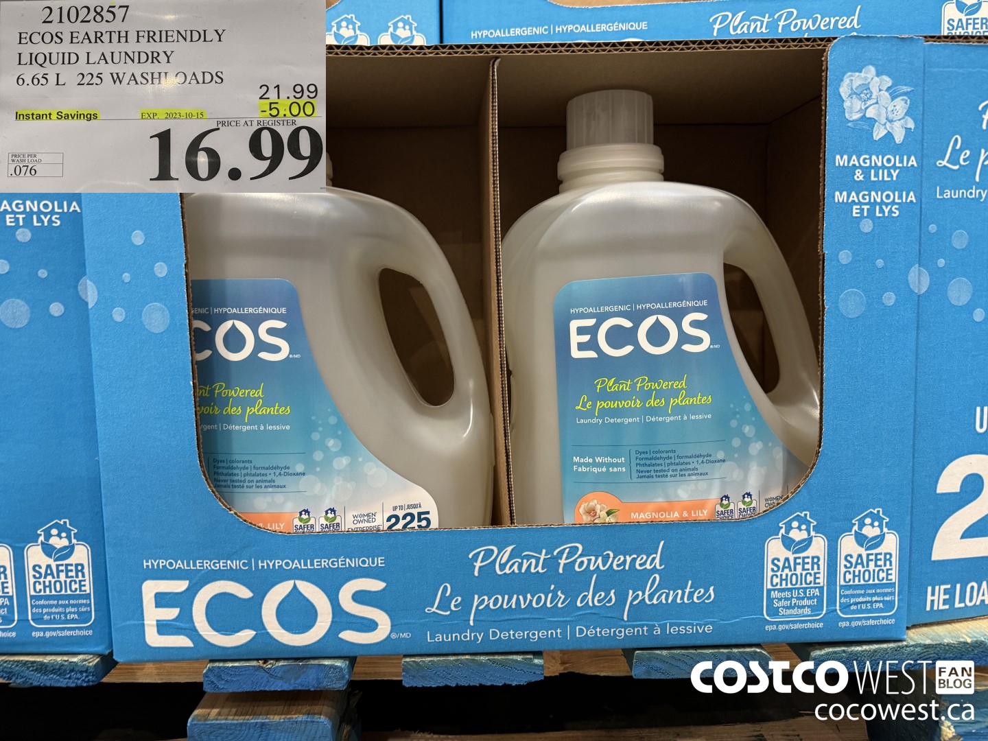 2102857 ECOS LIQUID LAUNDRY DETERGENT 225 LOADS / 225 OZ  ($5.00 INSTANT SAVINGS EXPIRES ON 2023-10-15) $16.99