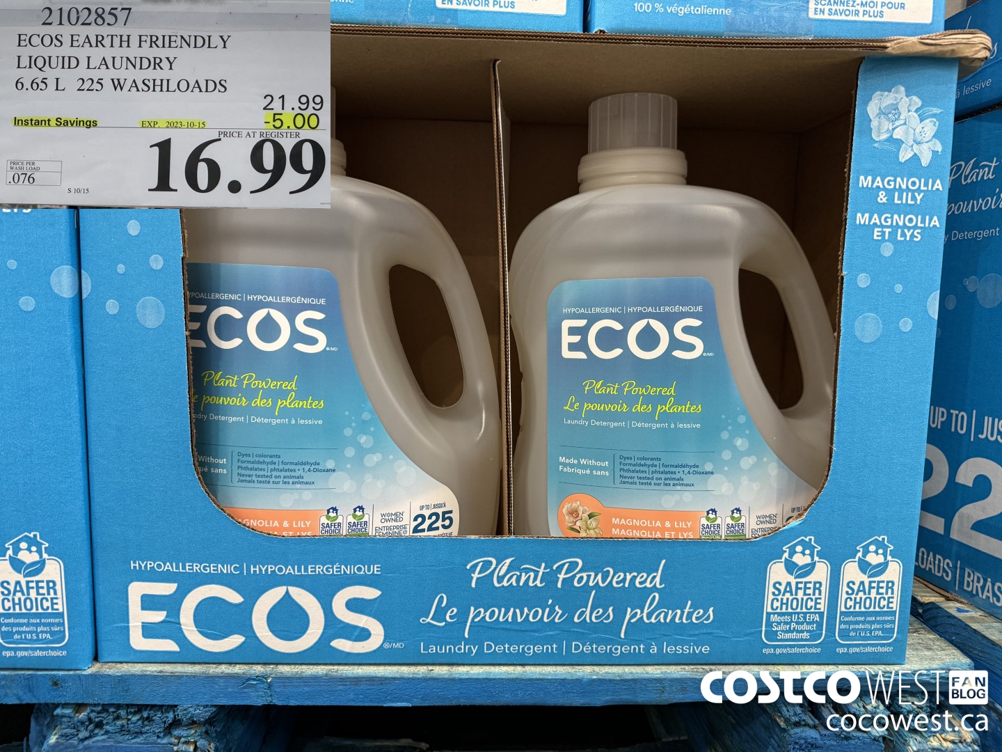 2102857 ECOS LIQUID LAUNDRY DETERGENT 225 LOADS / 225 OZ  ($5.00 INSTANT SAVINGS EXPIRES ON 2023-10-15) $16.99