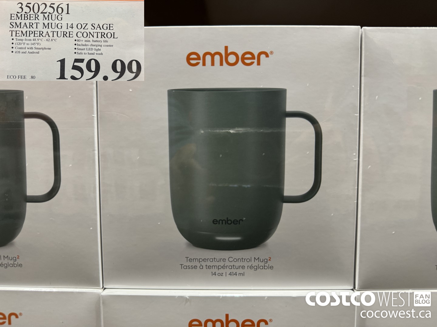 Costco Ember Mug 2, 14 oz, Temperature Control Smart Mug, Sage Green $99.99