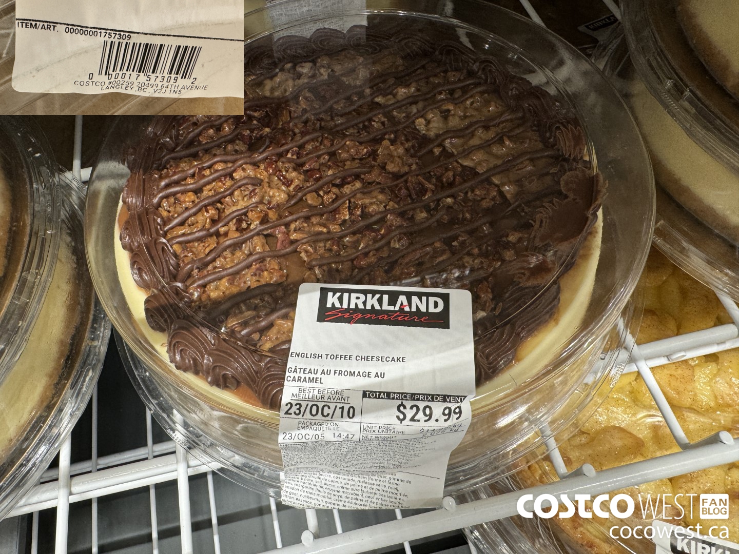 1757309 ENGLISH TOFFEE CHESECAKE $29.99