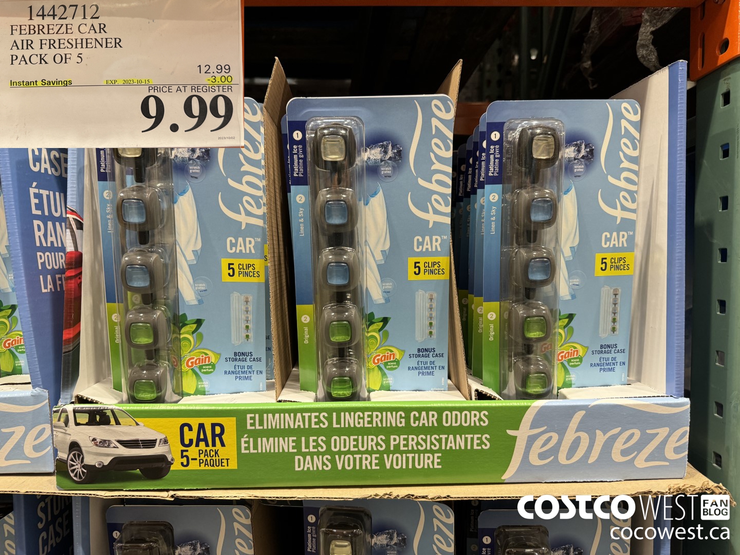1442712 FEBREZE CAR AIR FRESHENER 5 PACK ($3.00 INSTANT SAVINGS EXPIRES ON 2023-10-15) $9.99