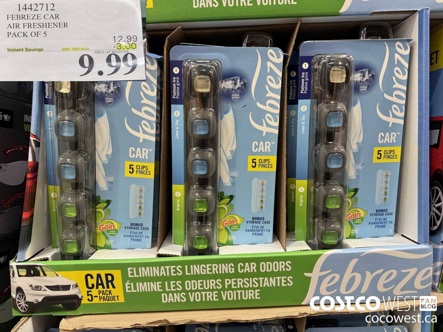 1442712 FEBREZE CAR AIR FRESHENER 5 PACK ($3.00 INSTANT SAVINGS EXPIRES ON 2023-10-15) $9.99