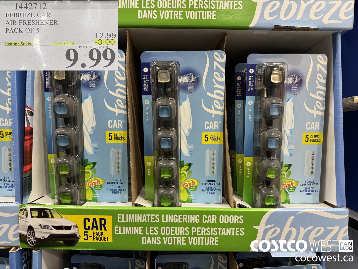 1442712 FEBREZE CAR AIR FRESHENER 5 PACK ($3.00 INSTANT SAVINGS EXPIRES ON 2023-10-15) $9.99