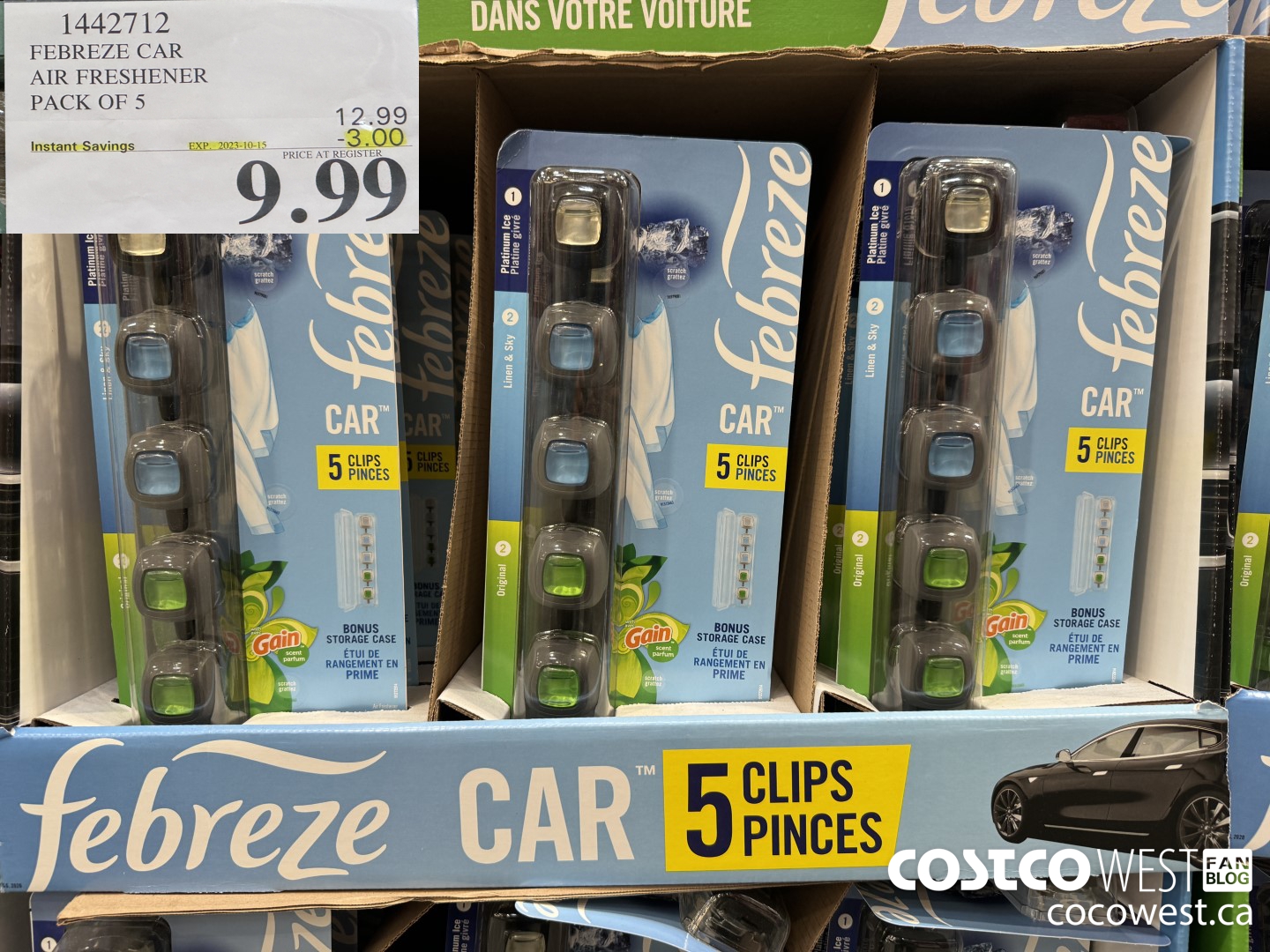 1442712 FEBREZE CAR AIR FRESHENER 5 PACK ($3.00 INSTANT SAVINGS EXPIRES ON 2023-10-15) $9.99