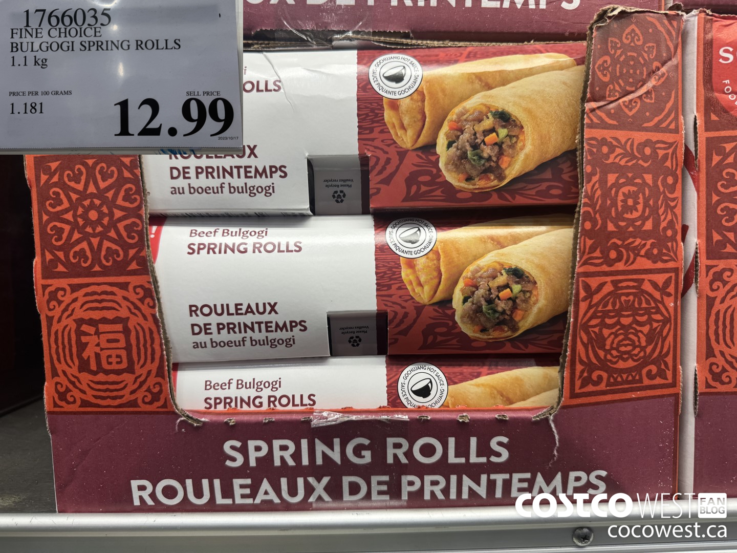 1766035 FINE CHOICE BULGOGI SPRING ROLLS 1.1 KG $12.99