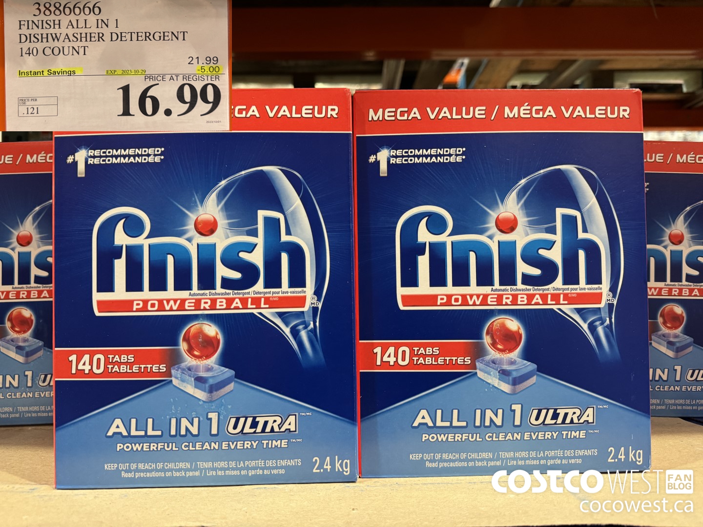3886666 FINISH ALL IN 1 DISHWASHER DETERGENT 140 COUNT ($5.00 INSTANT SAVINGS EXPIRES ON 2023-10-29) $16.99