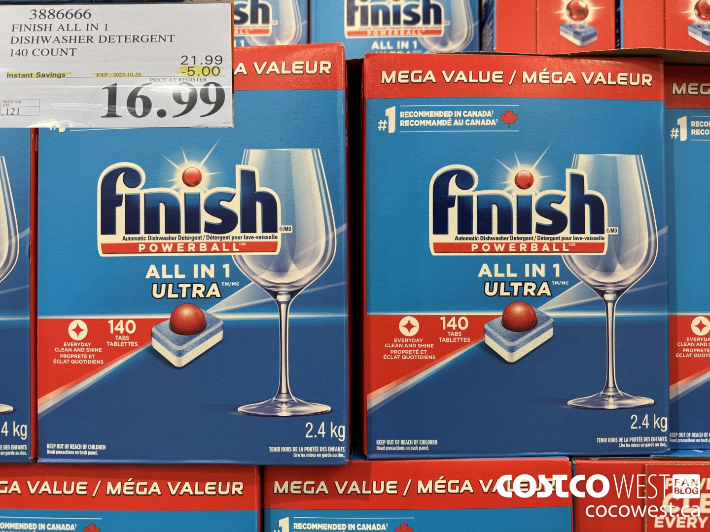 3886666 FINISH ALL IN 1 DISHWASHER DETERGENT 140 COUNT ($5.00 INSTANT SAVINGS EXPIRES ON 2023-10-29) $16.99
