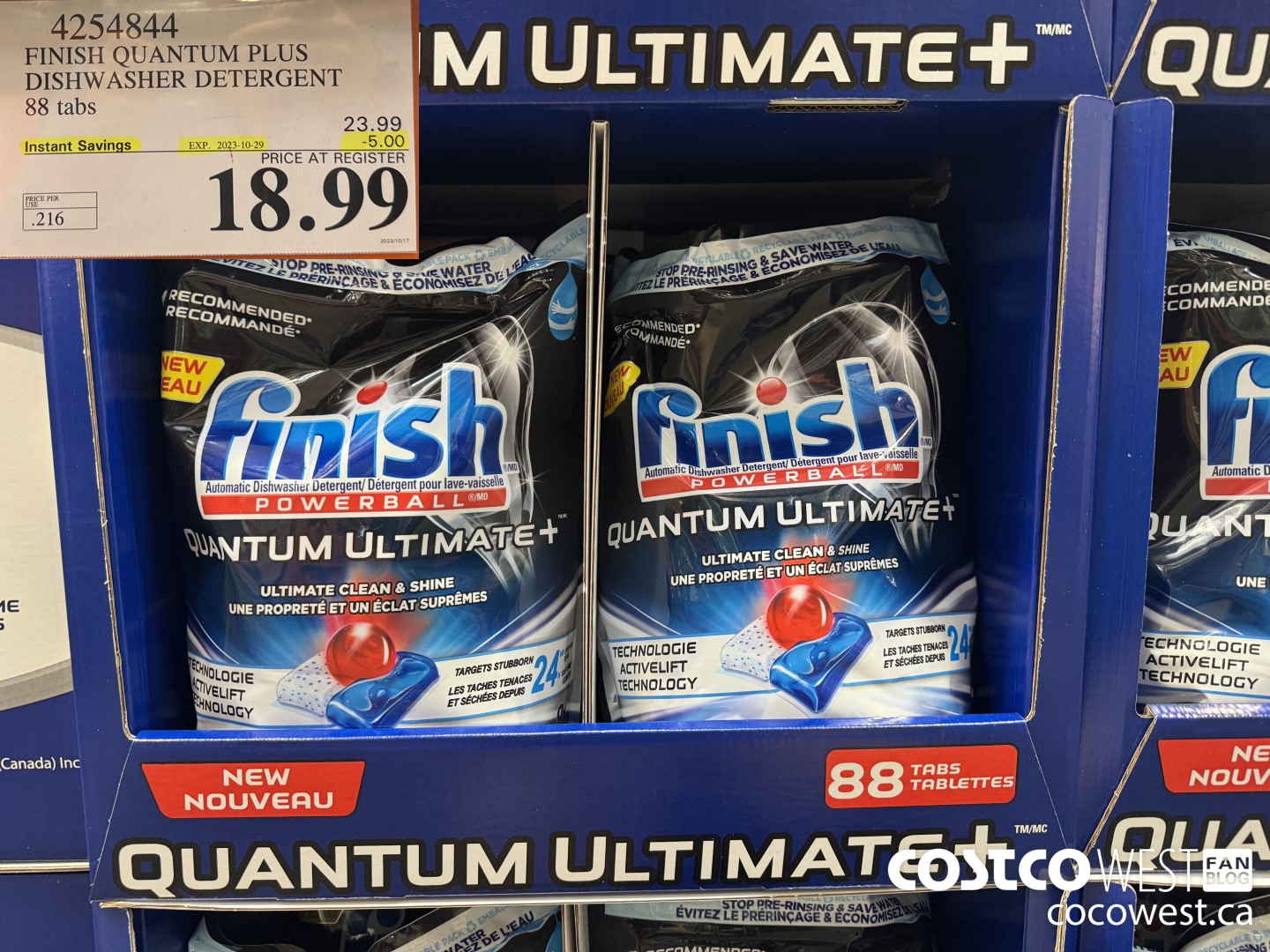 4254844 FINISH QUANTUM PLUS DISHWASHER DETERGENT 88 tabs ($5.00 INSTANT SAVINGS EXPIRES ON 2023-10-29) $18.99