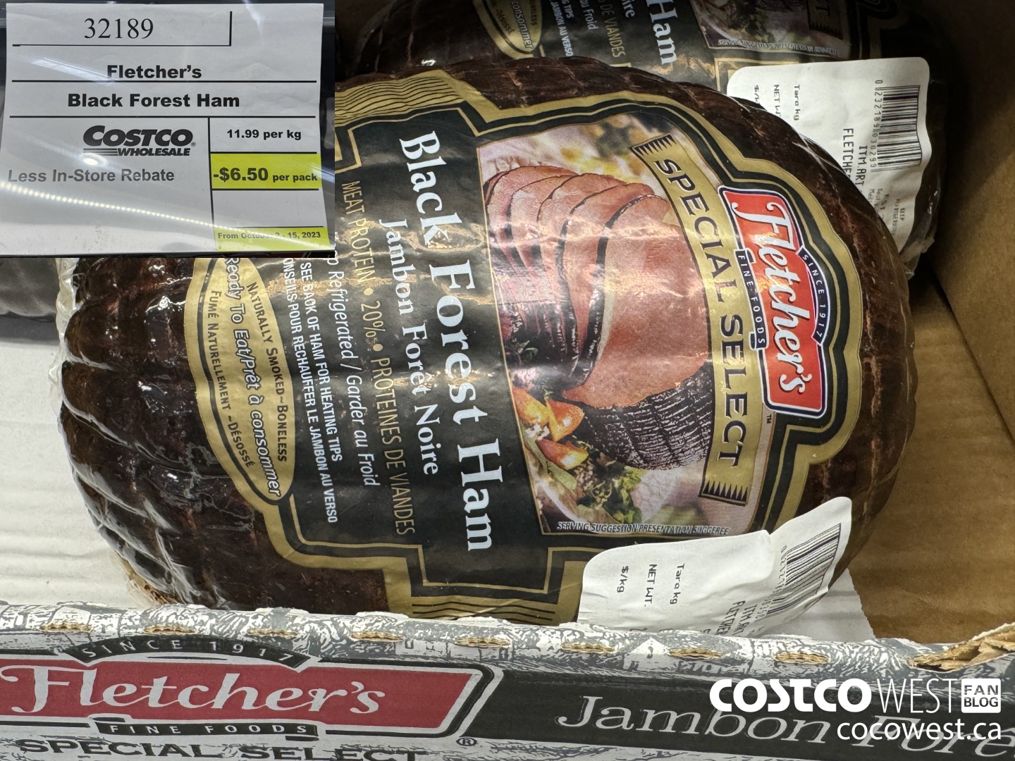 32189 FLETCHER'S BLACK FOREST HAM PRICE PER KG ($6.50 INSTANT SAVINGS EXPIRES ON 2023-10-15)