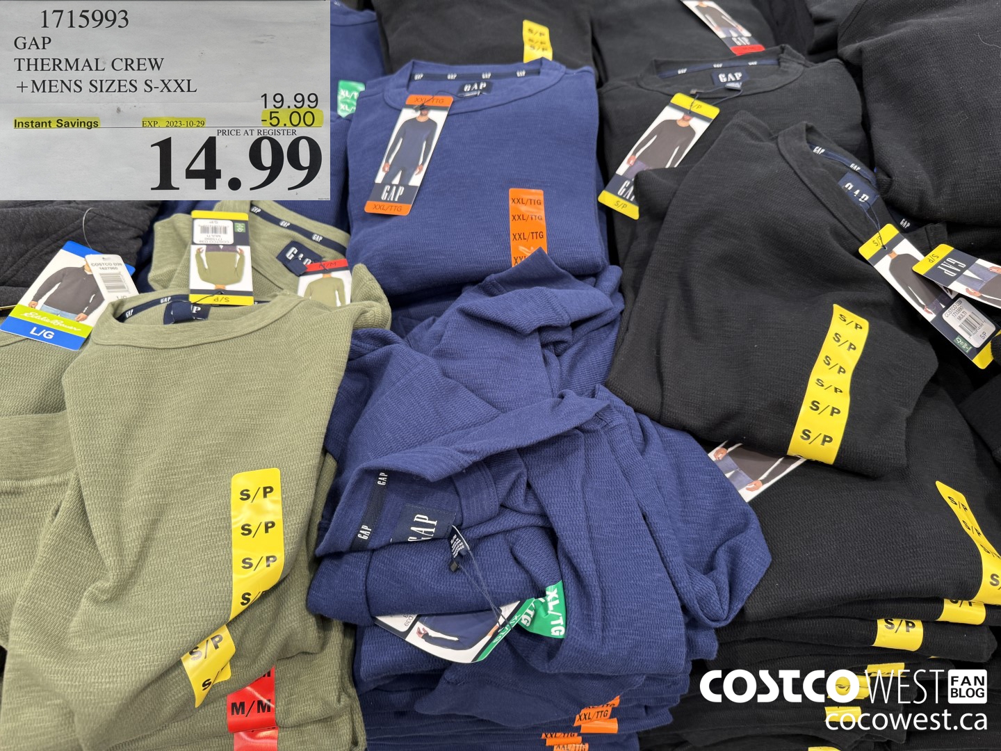 1715993 GAP THERMAL CREW MENS SIZES S-XXL ($5.00 INSTANT SAVINGS EXPIRES ON 2023-10-29) $14.99