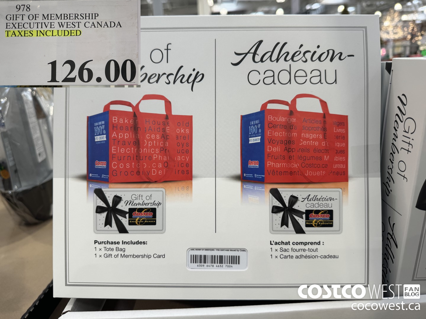 978 GIFT OF MEMBERSHIP EXECUTIVE WEST CANADA TAXES INCLUDED $126.00