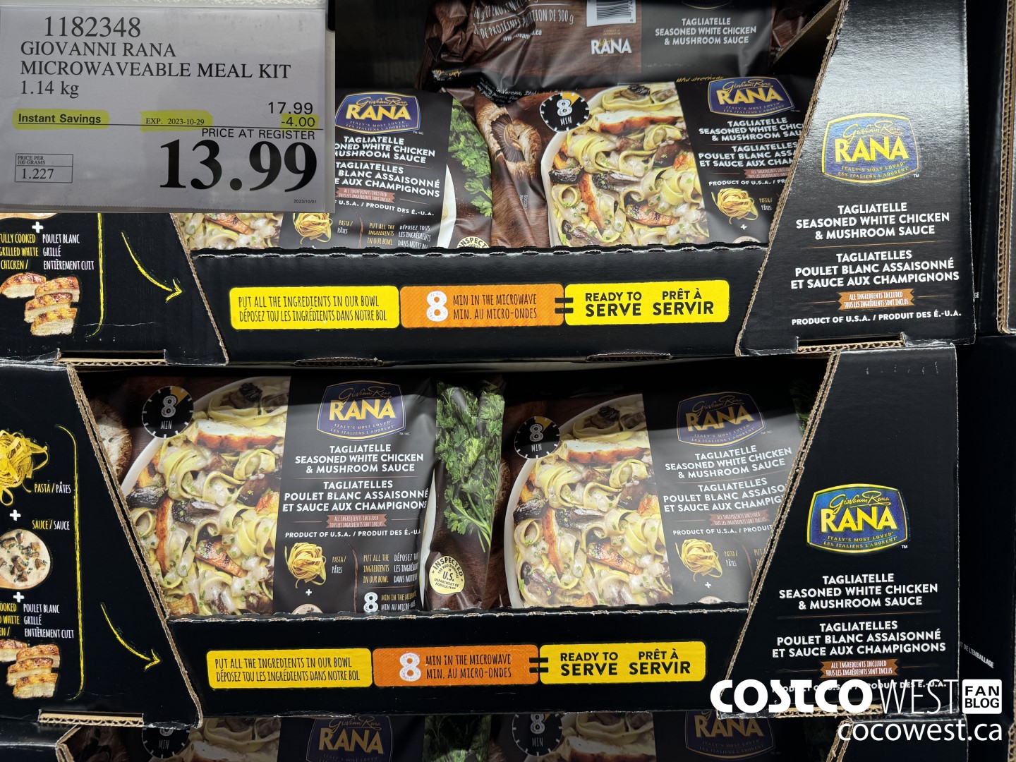 1182348 GIOVANNI RANA MICROWAVEABLE MEAL KIT 1.14 kg ($4.00 INSTANT SAVINGS EXPIRES ON 2023-10-29) $13.99