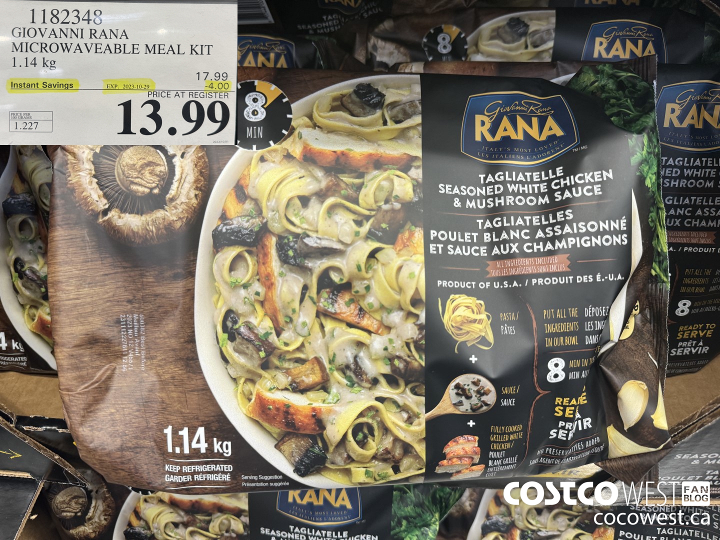 1182348 GIOVANNI RANA MICROWAVEABLE MEAL KIT 1.14 kg ($4.00 INSTANT SAVINGS EXPIRES ON 2023-10-29) $13.99